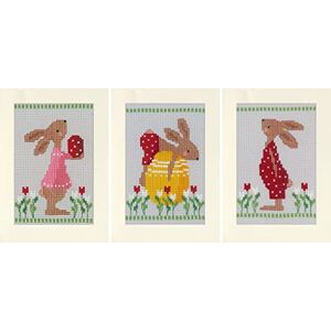Vervaco Easter Rabbits Greeting Card Kit Set of 3 Vervaco Easter Rabbits Greeting Card Kit Set of 3