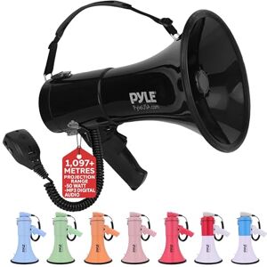 Pyle Megaphone Speaker with Siren, Bullhorn 50W w/ Loud Speaker, For Music, Whistle and Record Cheer Megaphones, For Soccer Coach and Football Game Day Essentials, Black Pyle Megaphone Speaker with Siren, Bullhorn 50W w/ Loud Speaker, For Music, Whistle and Record Cheer Megaphones, For Soccer Coach and Football Game Day Essentials, Black