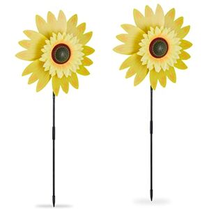 Relaxdays Wind Wheel Sunflower, Set of 2, H x W x D: 76 x 29 x 8 cm, Garden & Balcony, Plug-in, Yellow, 76x29x8 cm Relaxdays Wind Wheel Sunflower, Set of 2, H x W x D: 76 x 29 x 8 cm, Garden & Balcony, Plug-in, Yellow, 76x29x8 cm
