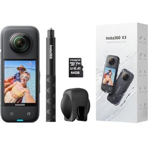 Insta360 X3 360 Degree Action Camera PREMIUM Kit includes Invisible Selfie Stick + Lens Cap + 64GB Memory Card Insta360 X3 360 Degree Action Camera PREMIUM Kit includes Invisible Selfie Stick + Lens Cap + 64GB Memory Card