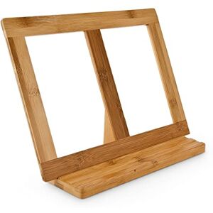 Relaxdays Bamboo Book Stand, Recipe Cookbook Holder, Reading Stand, 32 x 23.5 x 12 cm, for Thick Books, Natural Brown Relaxdays Bamboo Book Stand, Recipe Cookbook Holder, Reading Stand, 32 x 23.5 x 12 cm, for Thick Books, Natural Brown