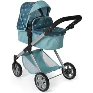Bayer Chic 2000 2-in-1 Mila Doll's Pram Turquoise Stars Height Adjustable Handle 39-72 cm Modern Frame Dolls up to 50 cm 3-7 Years Bayer Chic 2000 2-in-1 Mila Doll's Pram Turquoise Stars Height Adjustable Handle 39-72 cm Modern Frame Dolls up to 50 cm 3-7 Years