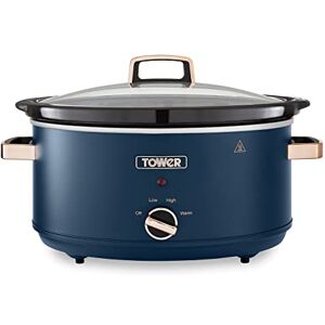 Tower T16043MNB Cavaletto 6.5 Litre Slow Cooker with 3 Heat Settings, Cool Touch Handles, Midnight Blue and Rose Gold Tower T16043MNB Cavaletto 6.5 Litre Slow Cooker with 3 Heat Settings, Cool Touch Handles, Midnight Blue and Rose Gold