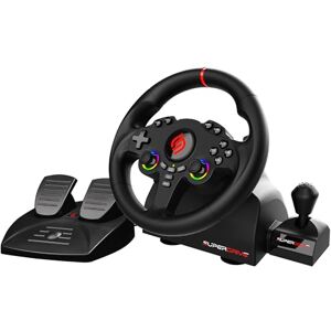 Subsonic Superdrive 220 RS-X Steering Wheel Dual Joystick LED Racing Wheel with Gear Shifter, 180° Rotation, Pedals and Paddle Shifters. For Switch 2 / Switch, PS4, PC and Xbox Black Subsonic Superdrive 220 RS-X Steering Wheel Dual Joystick LED Racing Wheel with Gear Shifter, 180° Rotation, Pedals and Paddle Shifters. For Switch 2 / Switch, PS4, PC and Xbox Black