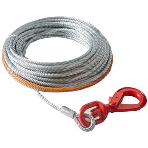 VEVOR Galvanized Steel Winch Cable, 3/8 Inch x 50 Feet 15,200 lbs Breaking Strength, Wire Winch Rope with Swivel Hook, Towing Cable Heavy Duty, Universal Fit for SUV, Large Off-Road Vehicle, Truck VEVOR Galvanized Steel Winch Cable, 3/8 Inch x 50 Feet 15,200 lbs Breaking Strength, Wire Winch Rope with Swivel Hook, Towing Cable Heavy Duty, Universal Fit for SUV, Large Off-Road Vehicle, Truck