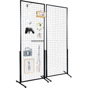VEVOR 2' x 5.6' Grid Wall Panels Tower, 2 Packs Wire Gridwall Display Racks with T-Base Floorstanding, Double Side Gridwall Panels for Art Craft Shows, Retail Display with Extra Clips and Hooks VEVOR 2' x 5.6' Grid Wall Panels Tower, 2 Packs Wire Gridwall Display Racks with T-Base Floorstanding, Double Side Gridwall Panels for Art Craft Shows, Retail Display with Extra Clips and Hooks