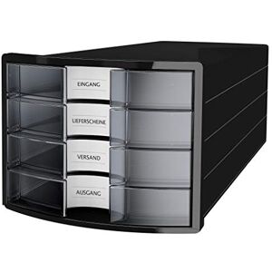 HAN 1012-363 Impuls Drawer Box A4/C4 4 Closed Drawers Black/Transparent HAN 1012-363 Impuls Drawer Box A4/C4 4 Closed Drawers Black/Transparent