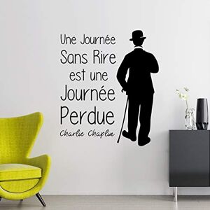 Ambiance Sticker Black Quote Wall Sticker Charlie Chaplin A Day Without Laughing is A Lost Day Wall Decoration Waterproof/Removable 65 x 55 cm Ambiance Sticker Black Quote Wall Sticker Charlie Chaplin A Day Without Laughing is A Lost Day Wall Decoration Waterproof/Removable 65 x 55 cm