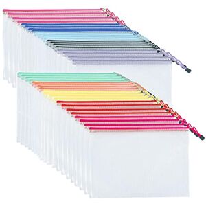 Janisfirst Mesh Zipper Pouch Document Bag, Plastic Zip File Folders, Letter Size Waterproof Document Pouch for Office Supplies, Arts & Crafts Organizing Storage (10 Colors 40 Pack) Janisfirst Mesh Zipper Pouch Document Bag, Plastic Zip File Folders, Letter Size Waterproof Document Pouch for Office Supplies, Arts & Crafts Organizing Storage (10 Colors 40 Pack)