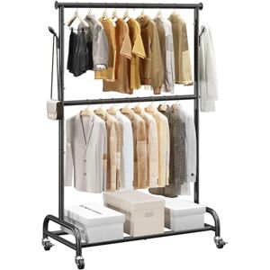 VEVOR Clothes Rack, Rolling Clothing Garment Rack with Adjustable Crossbar and Side Hooks, 68 kg Load Capacity, Heavy Duty Carbon Steel Clothing Racks with Wheels for Bedroom, Laundry, Living Room VEVOR Clothes Rack, Rolling Clothing Garment Rack with Adjustable Crossbar and Side Hooks, 68 kg Load Capacity, Heavy Duty Carbon Steel Clothing Racks with Wheels for Bedroom, Laundry, Living Room