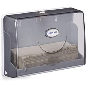 Relaxdays Paper Towel Dispenser, H2 Size, Cosmetic Tissue, Plastic Wall-Mount, HxWxD: 20.5 x 27.5 x 10 cm, White/Grey Relaxdays Paper Towel Dispenser, H2 Size, Cosmetic Tissue, Plastic Wall-Mount, HxWxD: 20.5 x 27.5 x 10 cm, White/Grey