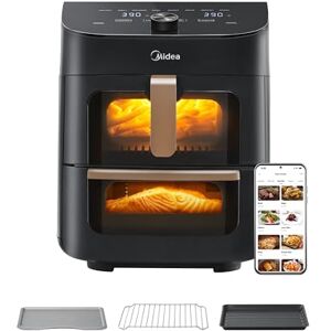Midea 11L Dual Zone Air Fryer Oven with Wi-Fi & Alexa 2 Independent Drawers, Visible Window, 10-in-1 Functions, Max Crisp Technology, Smart Sync Finish, Oil-Free Cooking, 2400W (Black/Rose Gold) Midea 11L Dual Zone Air Fryer Oven with Wi-Fi & Alexa 2 Independent Drawers, Visible Window, 10-in-1 Functions, Max Crisp Technology, Smart Sync Finish, Oil-Free Cooking, 2400W (Black/Rose Gold)
