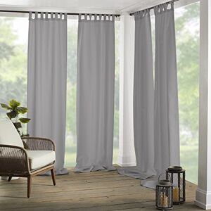 Elrene Home Fashions Matine Weatherproof Tab-Top Indoor/Outdoor Solid Color Curtain Panel for Porch, Pergola, Patio, Deck, 52”W x 95”L, Gray Elrene Home Fashions Matine Weatherproof Tab-Top Indoor/Outdoor Solid Color Curtain Panel for Porch, Pergola, Patio, Deck, 52”W x 95”L, Gray