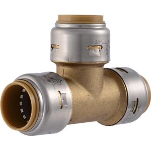 SharkBite Max 3/4 Inch Tee, Push to Connect Brass Plumbing Fitting, PEX Pipe, Copper, CPVC, PE-RT, HDPE, UR370A SharkBite Max 3/4 Inch Tee, Push to Connect Brass Plumbing Fitting, PEX Pipe, Copper, CPVC, PE-RT, HDPE, UR370A