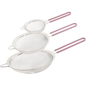 Wiltshire Set of 3 Sieves, Stainless Steel Fine Wire Mesh Strainer with Non-Slip Silicone Coated Handle, Colander & Sifter, Sift Strain Drain & Rinse, 10cm 15cm & 20cm, Dishwasher Safe, Studio Pink Wiltshire Set of 3 Sieves, Stainless Steel Fine Wire Mesh Strainer with Non-Slip Silicone Coated Handle, Colander & Sifter, Sift Strain Drain & Rinse, 10cm 15cm & 20cm, Dishwasher Safe, Studio Pink