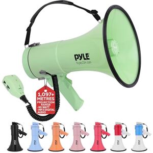 Pyle Megaphone Speaker with Siren, Bullhorn 50W with Loud Speaker, For Music, Whistle and Record Cheer Megaphones, For Soccer Coach and Football Game Day Essentials, Green Pyle Megaphone Speaker with Siren, Bullhorn 50W with Loud Speaker, For Music, Whistle and Record Cheer Megaphones, For Soccer Coach and Football Game Day Essentials, Green
