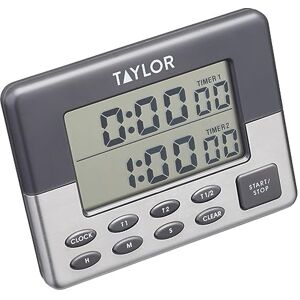 Taylor Kitchen Timer, Pro Dual Digital Timer, 24 Hour Timer, Stopwatch and Countdown Function, Grey & Silver Taylor Kitchen Timer, Pro Dual Digital Timer, 24 Hour Timer, Stopwatch and Countdown Function, Grey & Silver