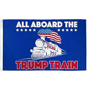 AZ FLAG All Aboard The Trump Train Flag 3x5 Ft 100D Polyester Us President Trump Banner with Two Metal Grommets Fade Resistant Vivid Colors 3' x 5' Feet 150x90 Cm AZ FLAG All Aboard The Trump Train Flag 3x5 Ft 100D Polyester Us President Trump Banner with Two Metal Grommets Fade Resistant Vivid Colors 3' x 5' Feet 150x90 Cm