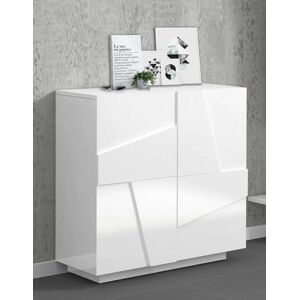 Dmora Shoe Rack Joel, Multipurpose cabinet with 2 doors, Entrance shoe rack, 100% Made in Italy, cm 81x38h86, Glossy white with detail Dmora Shoe Rack Joel, Multipurpose cabinet with 2 doors, Entrance shoe rack, 100% Made in Italy, cm 81x38h86, Glossy white with detail