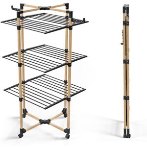 VOUNOT ® 3-Tier Folding Tower Clothes Airer Large Capacity 25m Drying Rack with 4 Wheels 2 Side Wings for Indoor and Outdoor Use Black VOUNOT ® 3-Tier Folding Tower Clothes Airer Large Capacity 25m Drying Rack with 4 Wheels 2 Side Wings for Indoor and Outdoor Use Black