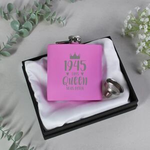 eBuyGB Engraved Pink Metal Hip Flask 1945 The This Queen was Born, 80th Birthday Gifts for Women, Milestone Eightieth Gift for Her, 7oz Whisky Flask eBuyGB Engraved Pink Metal Hip Flask 1945 The This Queen was Born, 80th Birthday Gifts for Women, Milestone Eightieth Gift for Her, 7oz Whisky Flask