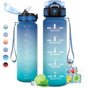 KollyKolla Drinking Bottle 1000 ml, Water Bottle with Time Marking, Drinking Bottle with Straw, Leak-Proof Water Bottle, Carbonated Drinking Bottle, Suitable for Bicycle, School, Girls, Sports KollyKolla Drinking Bottle 1000 ml, Water Bottle with Time Marking, Drinking Bottle with Straw, Leak-Proof Water Bottle, Carbonated Drinking Bottle, Suitable for Bicycle, School, Girls, Sports