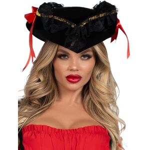 Leg Avenue One Size Black/Red Women's Swashbuckler Hat with Lace Trim and Satin Bow Leg Avenue One Size Black/Red Women's Swashbuckler Hat with Lace Trim and Satin Bow