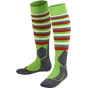 FALKE Unisex Kids SK2 Intermediate Stripes K Kh Wool Warm Thick 1 Pair Skiing Socks, Green Vivid 7231, 9-11.5 FALKE Unisex Kids SK2 Intermediate Stripes K Kh Wool Warm Thick 1 Pair Skiing Socks, Green Vivid 7231, 9-11.5