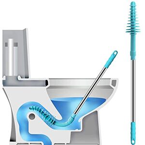 STRAWBLEAG Plunger, Efficient Piston-Type Power Cleaned Unblocker, 72cm Length Flexible Rubber Head Unclogger Snake with Stainless Steel Handle for Clogged Siphon Toilet (Blue) STRAWBLEAG Plunger, Efficient Piston-Type Power Cleaned Unblocker, 72cm Length Flexible Rubber Head Unclogger Snake with Stainless Steel Handle for Clogged Siphon Toilet (Blue)