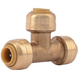 SharkBite 1/4 Inch (3/8 Inch OD) Tee Push to Connect Brass Plumbing Fitting PEX Pipe Copper CPVC PE-RT HDPE U358LFA SharkBite 1/4 Inch (3/8 Inch OD) Tee Push to Connect Brass Plumbing Fitting PEX Pipe Copper CPVC PE-RT HDPE U358LFA