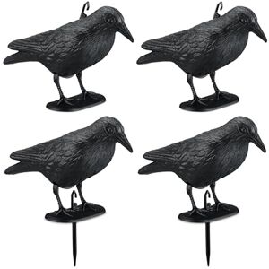 Relaxdays Bird Deterrent, Set of 4, for Standing & Hanging, Plastic Crow, for Pigeon Defence, in Garden & Balcony, Black, 19 x 13 x 29 cm Relaxdays Bird Deterrent, Set of 4, for Standing & Hanging, Plastic Crow, for Pigeon Defence, in Garden & Balcony, Black, 19 x 13 x 29 cm