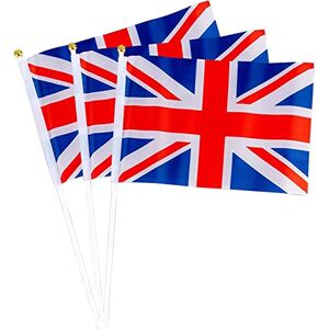 SHATCHI 100pcs Union Jack Hand Flags Queen's Platinum Jubilee Waving Flag Royal Street Party Celebrations Sporting Events Pub BBQ Car Decorations SHATCHI 100pcs Union Jack Hand Flags Queen's Platinum Jubilee Waving Flag Royal Street Party Celebrations Sporting Events Pub BBQ Car Decorations