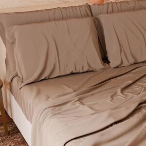 PETTI Artigiani Italiani 4 Piece Double Bed Sheet Set, Soft and Breathable, Bed Set with Top Sheet, Fitted Bottom Sheet and 2 Pillowcases Mud Sheets PETTI Artigiani Italiani 4 Piece Double Bed Sheet Set, Soft and Breathable, Bed Set with Top Sheet, Fitted Bottom Sheet and 2 Pillowcases Mud Sheets