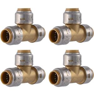 SharkBite Max 1/2 Inch Tee, Pack of 4, Push to Connect Brass Plumbing Fitting, PEX Pipe, Copper, CPVC, PE-RT, HDPE, UR362A4 SharkBite Max 1/2 Inch Tee, Pack of 4, Push to Connect Brass Plumbing Fitting, PEX Pipe, Copper, CPVC, PE-RT, HDPE, UR362A4