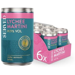 SERVED Lychee Martini Cocktails, 14.9% ABV, Premium Quality, Bar Strength, Pre-Mixed & Ready To Drink, 6 x 125ml Cans SERVED Lychee Martini Cocktails, 14.9% ABV, Premium Quality, Bar Strength, Pre-Mixed & Ready To Drink, 6 x 125ml Cans