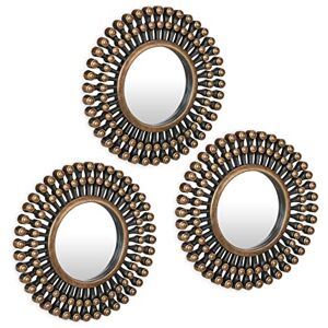 Relaxdays Set of 3 Mirrors, Gold/Black, 25 cm Relaxdays Set of 3 Mirrors, Gold/Black, 25 cm