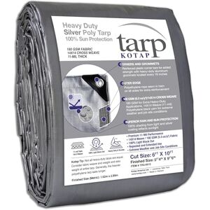 Kotap 6-ft x 10-ft Heavy-Duty 14 by 14 Cross Weave UV Blocking 10-mil Silver Poly Tarp, Item: TRS-0610 Kotap 6-ft x 10-ft Heavy-Duty 14 by 14 Cross Weave UV Blocking 10-mil Silver Poly Tarp, Item: TRS-0610