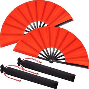 Maitys Large Folding Silk Hand Fan Hand Folding Fans Chinese Tai Chi Folding Fan for Men and Women Performance, Dance, Decorations, Festival, Gift (Red, 2 Packs) Maitys Large Folding Silk Hand Fan Hand Folding Fans Chinese Tai Chi Folding Fan for Men and Women Performance, Dance, Decorations, Festival, Gift (Red, 2 Packs)