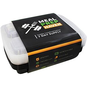 Meal Prep Haven 3-Compartment Food Containers with Lids for Portion Control, Stackable Leak Proof, Microwave, Dishwasher Safe, Reusable / Bento Lunch Box with Plate Dividers (7 Pack) Meal Prep Haven 3-Compartment Food Containers with Lids for Portion Control, Stackable Leak Proof, Microwave, Dishwasher Safe, Reusable / Bento Lunch Box with Plate Dividers (7 Pack)