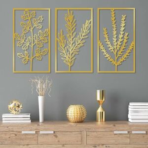 Hanah Home Elegant Gold Decorative Metal Wall Accessory (3 Pieces), 40 x 70 cm Durable 1.5 mm Metal Body Perfect for Modern Home Decor & Stylish Interiors Hanah Home Elegant Gold Decorative Metal Wall Accessory (3 Pieces), 40 x 70 cm Durable 1.5 mm Metal Body Perfect for Modern Home Decor & Stylish Interiors