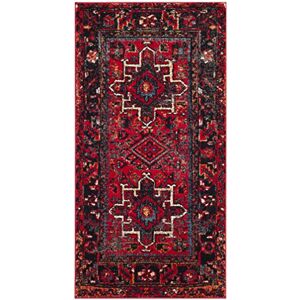 Safavieh Vintage Hamadan Rug for Living Room, Dining Room, Bedroom Persian Collection, Short Pile, in Red and Multi, 79 X 152 cm Safavieh Vintage Hamadan Rug for Living Room, Dining Room, Bedroom Persian Collection, Short Pile, in Red and Multi, 79 X 152 cm