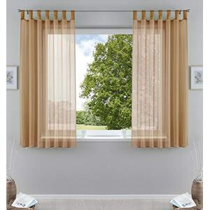 Gardinenbox Pack of 2 Transparent Curtains Set Living Room Voile Tab-Top Curtain with Lead Band Closure, 100% Polyester, Sand, H x W 175 x 140 cm Gardinenbox Pack of 2 Transparent Curtains Set Living Room Voile Tab-Top Curtain with Lead Band Closure, 100% Polyester, Sand, H x W 175 x 140 cm