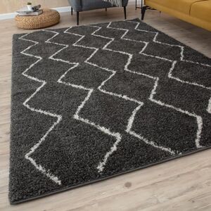 THE RUGS Modern Moroccan Design Living Room and Bedroom Rugs, Non-Shedding & Easy Care (Boho Dark Grey/Ivory, 80x300 cm) THE RUGS Modern Moroccan Design Living Room and Bedroom Rugs, Non-Shedding & Easy Care (Boho Dark Grey/Ivory, 80x300 cm)
