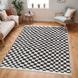 Livabliss Burgas Shaggy Modern Area s Living Room 160x213 cm, Soft Shaggy s for Bedroom Geometric Abstract Fluffy, Easy Care Plush Thick Pile Large, Black and White Livabliss Burgas Shaggy Modern Area s Living Room 160x213 cm, Soft Shaggy s for Bedroom Geometric Abstract Fluffy, Easy Care Plush Thick Pile Large, Black and White