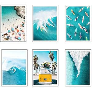 DKORARTE Set of 6 Wooden Base Paintings, Living Room Decoration, Modern, Bedrooms, Room, Landscape, Beach, Nature, Fugoneta with Metal Hangers, (38 x 29 cm each picture) DKORARTE Set of 6 Wooden Base Paintings, Living Room Decoration, Modern, Bedrooms, Room, Landscape, Beach, Nature, Fugoneta with Metal Hangers, (38 x 29 cm each picture)