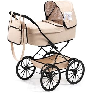 Bayer Design 14375AA Doll's pram nostalgic, doll stroller classic, with integrated basket, bag, Beige Bayer Design 14375AA Doll's pram nostalgic, doll stroller classic, with integrated basket, bag, Beige