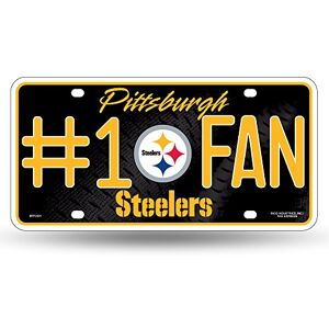 Rico Industries NFL Pittsburgh Steelers #1 Fan Metal Auto Tag Rico Industries NFL Pittsburgh Steelers #1 Fan Metal Auto Tag