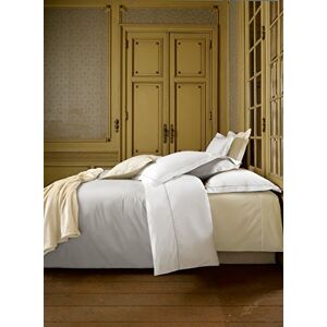 De Witte Lietaer Luxury Percale Duvet Cover Set with Pillowcases, Cotton, White & Silver, Customized De Witte Lietaer Luxury Percale Duvet Cover Set with Pillowcases, Cotton, White & Silver, Customized