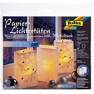 Folia 11922 – Light Bags made of Flame-ant Paper, Pack of 10, 5x Blank, 5x Bird Branches Design, Approx. 19 x 11.5 x 7 cm, Atmospheric Table Decoration for Advent and Christmas Folia 11922 – Light Bags made of Flame-ant Paper, Pack of 10, 5x Blank, 5x Bird Branches Design, Approx. 19 x 11.5 x 7 cm, Atmospheric Table Decoration for Advent and Christmas