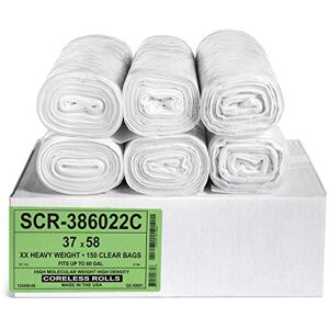 Aluf Plastics 55-60 Gallon Trash Bags (Commercial 150 Pack) Source Reduction Series Value High Density 22 Micron Gauge (equiv) Intended Multipurpose Aluf Plastics 55-60 Gallon Trash Bags (Commercial 150 Pack) Source Reduction Series Value High Density 22 Micron Gauge (equiv) Intended Multipurpose